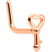 Load image into Gallery viewer, 20G 5/16 Rose Gold Tone Key to Your Heart L Shaped Nose Ring
