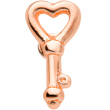 Load image into Gallery viewer, 22G 5/16 Rose Gold Tone Key to Your Heart L Shaped Nose Ring
