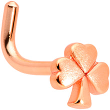 Load image into Gallery viewer, 18G 5/16 Rose Gold Tone St Patricks Shamrock L Shaped Nose Ring
