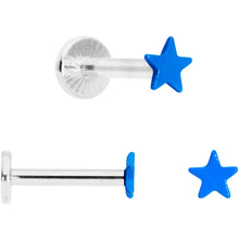 Load image into Gallery viewer, 16G 5/16 Blue Glow Star Heart Labret Set of 3

