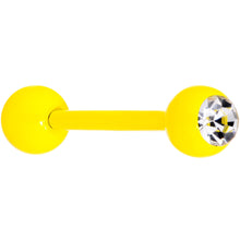 Load image into Gallery viewer, Clear Gem Yellow Glow in the Dark Barbell Tongue Ring
