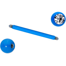 Load image into Gallery viewer, Clear Gem Blue Glow in the Dark Barbell Tongue Ring

