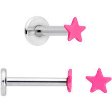 Load image into Gallery viewer, 16G 5/16 Blue Pink Yellow Glow Star Labret Set of 3
