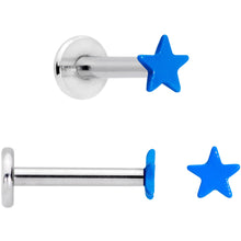 Load image into Gallery viewer, 16G 5/16 Blue Pink Yellow Glow Star Labret Set of 3
