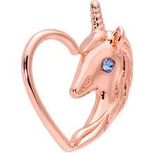 Load image into Gallery viewer, 16G 5/16 Blue Gem Rose Gold Tone Unicorn Left Heart Closure Ring

