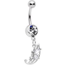 Load image into Gallery viewer, Clear CZ Gem Fairy Leaf Dangle Belly Ring
