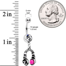 Load image into Gallery viewer, Clear Gem Pink Orb Music Headphones Dangle Belly Ring
