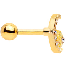 Load image into Gallery viewer, 16G 5/16 Clear Gem Gold Tone Crescent Moon Star Cartilage Tragus

