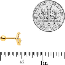 Load image into Gallery viewer, 16G 5/16 Clear Gem Gold Tone Crescent Moon Star Cartilage Tragus
