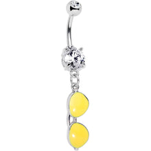 将图片加载到图库查看器，Clear Gem Yellow Aviator Sunglasses Dangle Belly Ring
