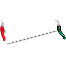 Load image into Gallery viewer, 14G Clear Gem Red Green Pepper Industrial Barbell 38mm
