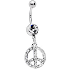 将图片加载到图库查看器，Clear Gem Peace Sign Dangle Belly Ring
