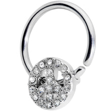 Load image into Gallery viewer, 16G 3/8 Clear Gem Retro Peace Sign Closure Ring
