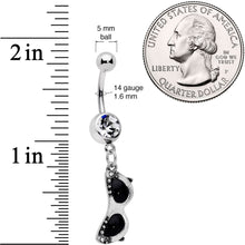 将图片加载到图库查看器，Clear Gem 50s Retro Summer Sunglasses Dangle Belly Ring
