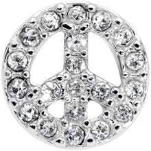 Load image into Gallery viewer, 16G 3/8 Clear Gem Retro Peace Sign Labret Monroe Tragus
