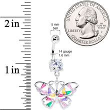 将图片加载到图库查看器，Green Pink Red CZ Gem Spring Butterfly Dangle Belly Ring
