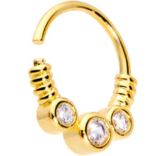 Load image into Gallery viewer, 16G 3/8 Clear CZ Gem Trio Gold Tone Coils Closure Ring
