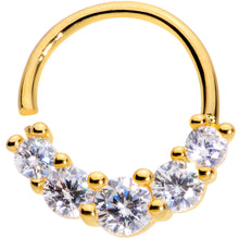 Load image into Gallery viewer, 16G 3/8 Clear CZ Gem Cluster Gold Tone Closure Ring
