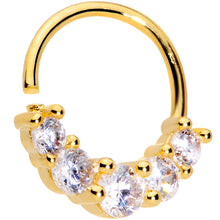 Load image into Gallery viewer, 16G 3/8 Clear CZ Gem Cluster Gold Tone Closure Ring
