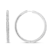 Load image into Gallery viewer, 18K White Gold 2.00 Cttw Round-Cut Diamond Inner-Outer Hoop Earrings (F-G Color, VS1-VS2 Clarity)

