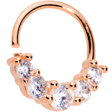 Load image into Gallery viewer, 16G 3/8 Clear CZ Gem Cluster Rose Gold Tone Closure Ring

