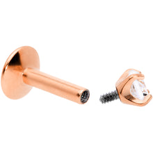 Load image into Gallery viewer, 16G 1/4 3mm CZ Rosy G23 Titanium Internally Threaded Labret

