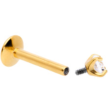 Load image into Gallery viewer, 16G 5/16 3mm CZ Gold Tone G23 Titanium Internal Thread Labret

