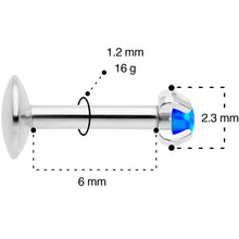 Load image into Gallery viewer, 16G 1/4 2mm Blue Syn Opal G23 Titanium Internal Thread Labret
