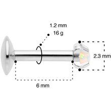 将图片加载到图库查看器，16G 1/4 2mm White Syn Opal G23 Titanium Internal Thread Labret
