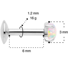 将图片加载到图库查看器，16G 1/4 3mm White Syn Opal G23 Titanium Internal Thread Labret
