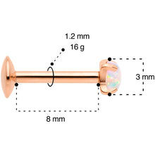 将图片加载到图库查看器，16G 5/16 3mm Syn Opal Rose Gold G23 Titanium Internal Thread Labret
