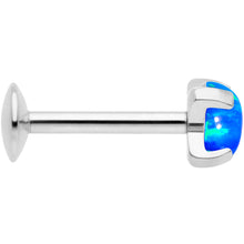 将图片加载到图库查看器，16G 5/16 4mm Blue Syn Opal G23 Titanium Internal Thread Labret
