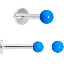 Load image into Gallery viewer, 16G 5/16 Blue Pink Yellow Glow Ball Labret Set of 3
