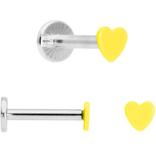 将图片加载到图库查看器，16G 5/16 Blue Pink Yellow Glow Heart Labret Set of 3
