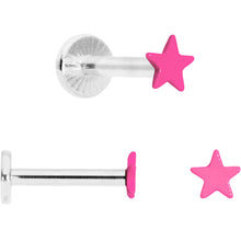 Load image into Gallery viewer, 16G 5/16 Pink Glow Star Heart Labret Set of 3
