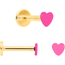 Load image into Gallery viewer, 16G 5/16 Gold Tone Pink Glow Star Heart Labret Set of 3
