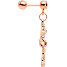 Load image into Gallery viewer, 16G 1/4 Clear Gem Rose Gold Tone Moon Dangle Cartilage Tragus
