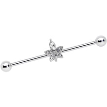 Load image into Gallery viewer, 14G Clear Gem Beautiful Flower Industrial Barbell 38mm
