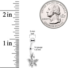 将图片加载到图库查看器，Clear Gem Beautiful Flower Belly Ring
