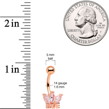 Load image into Gallery viewer, Clear Gem Rose Gold Tone Crown of Love Belly Ring
