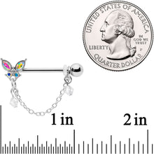 将图片加载到图库查看器，14G 5/8 Aurora Gem Butterfly Dangle Nipple Ring Set
