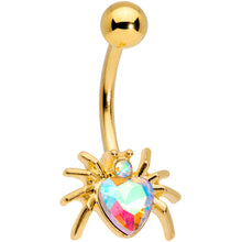 Load image into Gallery viewer, Aurora Gem Gold Tone Sexy Heart Spider Belly Ring
