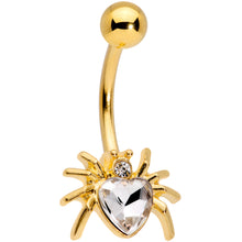 Load image into Gallery viewer, Clear Gem Gold Tone Sexy Heart Spider Belly Ring
