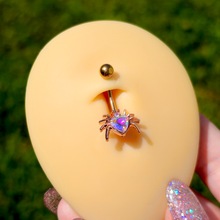 Load image into Gallery viewer, Aurora Gem Rose Gold Tone Sexy Heart Spider Belly Ring
