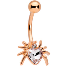 Load image into Gallery viewer, Clear Gem Rose Gold Tone Sexy Heart Spider Belly Ring
