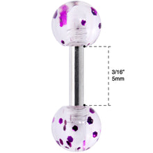 Load image into Gallery viewer, 16G 1/4 Purple Splatter Straight Barbell Cartilage Tragus Earring
