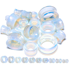 Load image into Gallery viewer, Translucent White Glass Tunnel Plug Set 2G to 1 Inch
