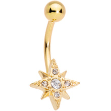 Load image into Gallery viewer, Clear Gem Gold Tone Celestial Moon Star Belly Ring Set of 3
