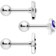 Load image into Gallery viewer, 16G 1/4 Clear Black Gem Planet Stars Cartilage Tragus Set of 3

