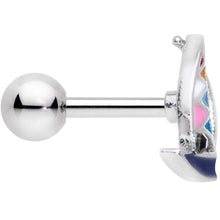 Load image into Gallery viewer, 16G 1/4 Black Gem Pink Teal Nautical Sailboat Cartilage Tragus

